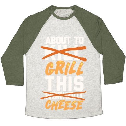 Virgin Teez  Baseball Tee ABOUT TO KILL THIS WORKOUT (GRILL THIS CHEESE) UNISEX TRI-BLEND BASEBALL TEE