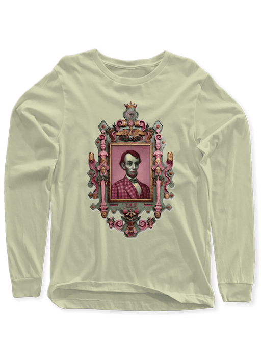 Virgin Teez T-shirt SMALL / Offwhite Abraham Lincoln Portrait Full Sleeves T-shirt