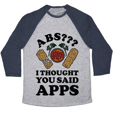 Virgin Teez  Baseball Tee ABS I THOUGHT YOU SAID APPS UNISEX TRI-BLEND BASEBALL TEE