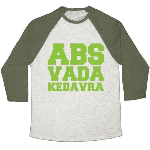 Virgin Teez  Baseball Tee ABS VADA KEDAVRA PARODY WHITE PRINT UNISEX TRI-BLEND BASEBALL TEE