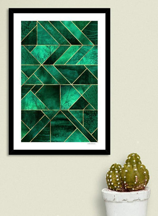 LUVD Framed Art Prints 8" x 11" / Black Abstract Nature - Emerald Green  Frame