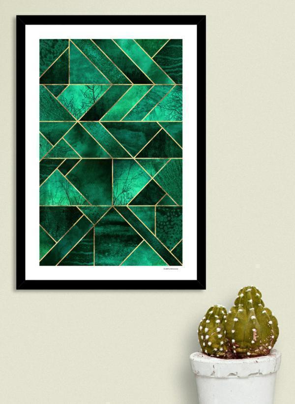LUVD Framed Art Prints 8" x 11" / Black Abstract Nature - Emerald Green  Frame