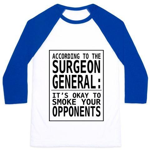 Virgin Teez  Baseball Tee ACCORDING TO THE SURGEON GENERAL:.. UNISEX CLASSIC BASEBALL TEE