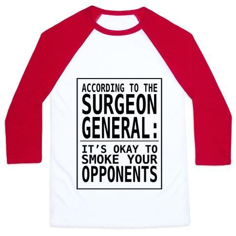 Virgin Teez  Baseball Tee ACCORDING TO THE SURGEON GENERAL:.. UNISEX CLASSIC BASEBALL TEE