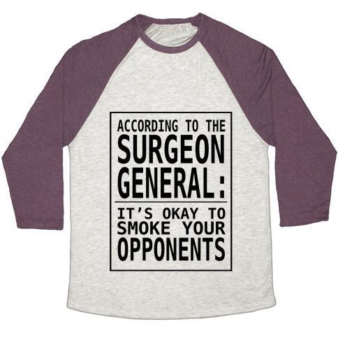 Virgin Teez  Baseball Tee ACCORDING TO THE SURGEON GENERAL:.. UNISEX TRI-BLEND BASEBALL TEE