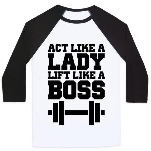 Virgin Teez  Baseball Tee ACT LIKE A LADY LIFT LIKE A BOSS UNISEX CLASSIC BASEBALL TEE