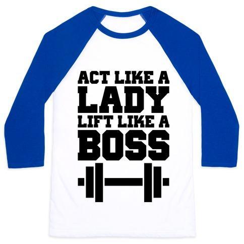 Virgin Teez  Baseball Tee ACT LIKE A LADY LIFT LIKE A BOSS UNISEX CLASSIC BASEBALL TEE