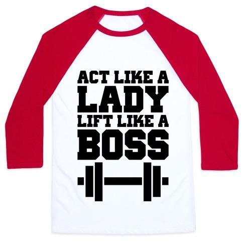 Virgin Teez  Baseball Tee ACT LIKE A LADY LIFT LIKE A BOSS UNISEX CLASSIC BASEBALL TEE