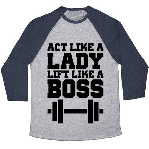 Virgin Teez  Baseball Tee ACT LIKE A LADY LIFT LIKE A BOSS UNISEX TRI-BLEND BASEBALL TEE