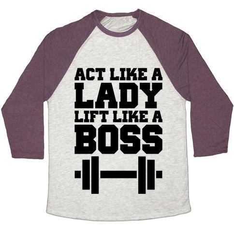 Virgin Teez  Baseball Tee ACT LIKE A LADY LIFT LIKE A BOSS UNISEX TRI-BLEND BASEBALL TEE