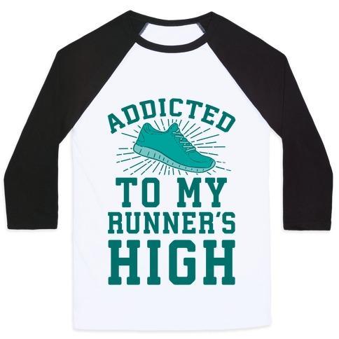 Virgin Teez  Baseball Tee ADDICTED TO MY RUNNER'S HIGH UNISEX CLASSIC BASEBALL TEE