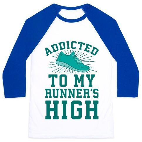 Virgin Teez  Baseball Tee ADDICTED TO MY RUNNER'S HIGH UNISEX CLASSIC BASEBALL TEE