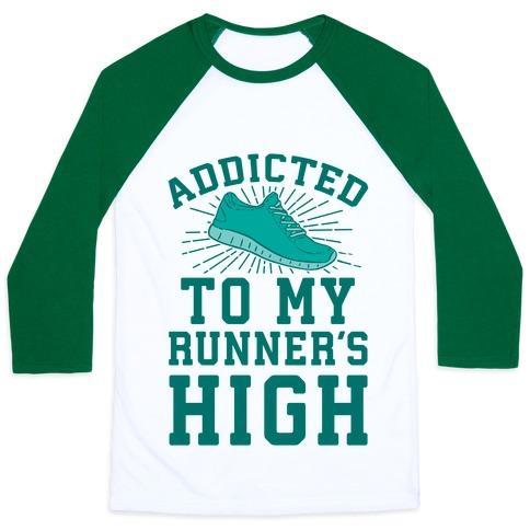 Virgin Teez  Baseball Tee ADDICTED TO MY RUNNER'S HIGH UNISEX CLASSIC BASEBALL TEE