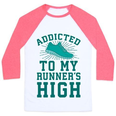 Virgin Teez  Baseball Tee ADDICTED TO MY RUNNER'S HIGH UNISEX CLASSIC BASEBALL TEE