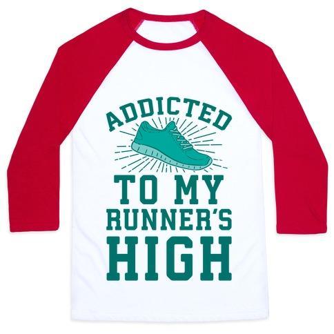 Virgin Teez  Baseball Tee ADDICTED TO MY RUNNER'S HIGH UNISEX CLASSIC BASEBALL TEE