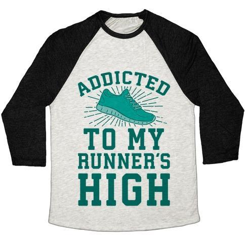 Virgin Teez  Baseball Tee ADDICTED TO MY RUNNER'S HIGH UNISEX TRI-BLEND BASEBALL TEE