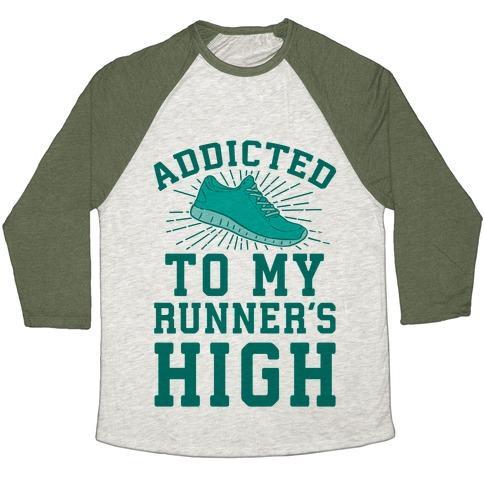 Virgin Teez  Baseball Tee ADDICTED TO MY RUNNER'S HIGH UNISEX TRI-BLEND BASEBALL TEE