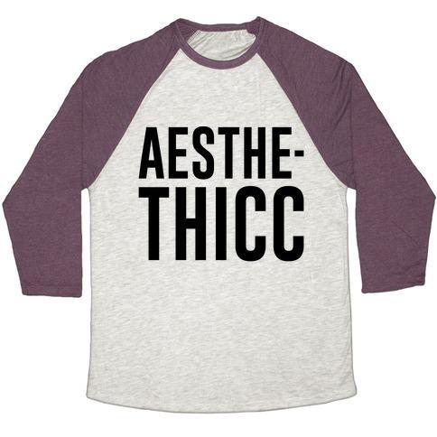 Virgin Teez  Baseball Tee Unisex Tri-Blend Baseball Tee / small / Oatmeal / Maroon AESTHETHICC PARODY UNISEX TRI-BLEND BASEBALL TEE