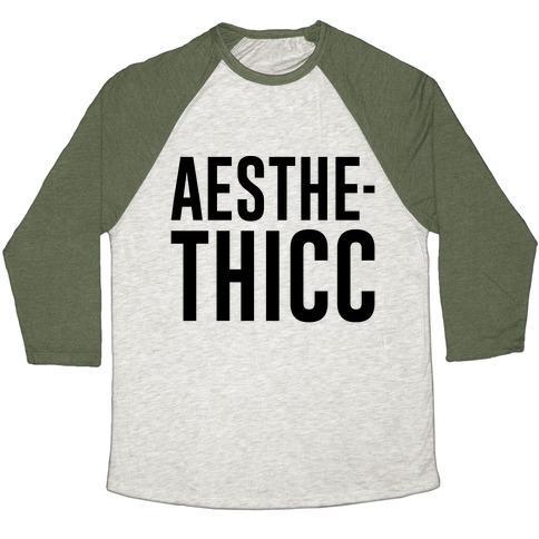 Virgin Teez  Baseball Tee Unisex Tri-Blend Baseball Tee / small / Oatmeal / Moss AESTHETHICC PARODY UNISEX TRI-BLEND BASEBALL TEE