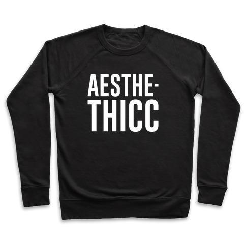 Virgin Teez  Pullover Crewneck Sweatshirt / x-small / Black AESTHETHICC PARODY WHITE PRINT CREWNECK SWEATSHIRT