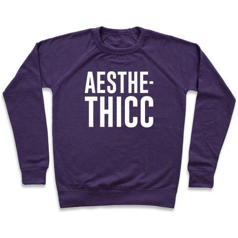 Virgin Teez  Pullover Crewneck Sweatshirt / x-small / Purple AESTHETHICC PARODY WHITE PRINT CREWNECK SWEATSHIRT