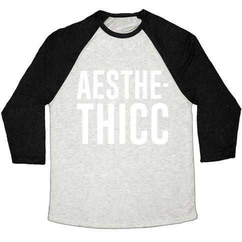 Virgin Teez  Baseball Tee Unisex Tri-Blend Baseball Tee / small / Oatmeal / Black AESTHETHICC PARODY WHITE PRINT UNISEX TRI-BLEND BASEBALL TEE