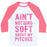 Virgin Teez  Baseball Tee Unisex Classic Baseball Tee / x-small / White/Neon Pink AIN'T NOTHING SOFT ABOUT MY PITCHES UNISEX CLASSIC BASEBALL TEE