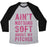 Virgin Teez  Baseball Tee Unisex Tri-Blend Baseball Tee / small / Athletic Gray / Black AIN'T NOTHING SOFT ABOUT MY PITCHES UNISEX TRI-BLEND BASEBALL TEE