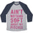 Virgin Teez  Baseball Tee Unisex Tri-Blend Baseball Tee / small / Athletic Gray / Navy AIN'T NOTHING SOFT ABOUT MY PITCHES UNISEX TRI-BLEND BASEBALL TEE