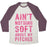 Virgin Teez  Baseball Tee Unisex Tri-Blend Baseball Tee / small / Oatmeal / Maroon AIN'T NOTHING SOFT ABOUT MY PITCHES UNISEX TRI-BLEND BASEBALL TEE
