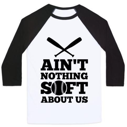 Virgin Teez  Baseball Tee Unisex Classic Baseball Tee / x-small / White/Black AIN'T NOTHING SOFT ABOUT US UNISEX CLASSIC BASEBALL TEE