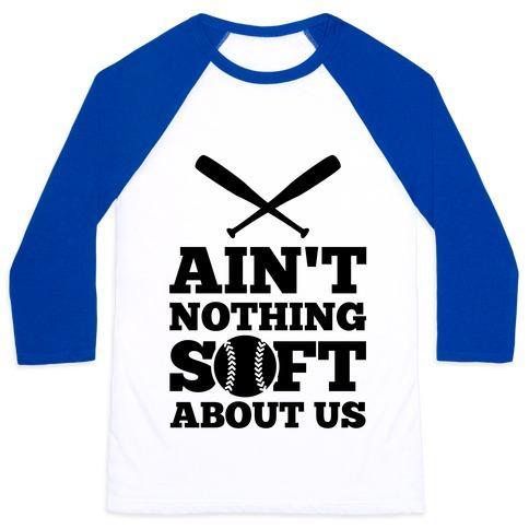 Virgin Teez  Baseball Tee Unisex Classic Baseball Tee / x-small / White/Blue AIN'T NOTHING SOFT ABOUT US UNISEX CLASSIC BASEBALL TEE