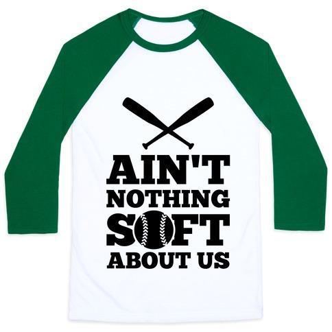 Virgin Teez  Baseball Tee Unisex Classic Baseball Tee / x-small / White/Dark Green AIN'T NOTHING SOFT ABOUT US UNISEX CLASSIC BASEBALL TEE