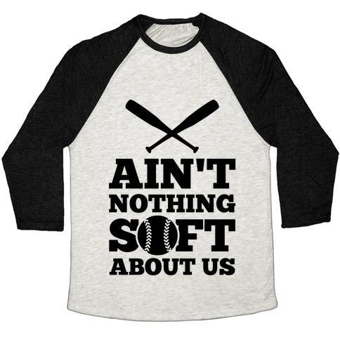 Virgin Teez  Baseball Tee Unisex Tri-Blend Baseball Tee / small / Oatmeal / Black AIN'T NOTHING SOFT ABOUT US UNISEX TRI-BLEND BASEBALL TEE
