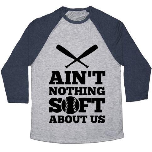 Virgin Teez  Baseball Tee Unisex Tri-Blend Baseball Tee / small / Athletic Gray / Navy AIN'T NOTHING SOFT ABOUT US UNISEX TRI-BLEND BASEBALL TEE