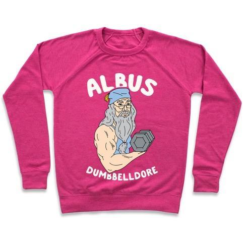 Virgin Teez  Pullover Crewneck Sweatshirt / x-small / Deep Pink ALBUS DUMBBELLDORE CREWNECK SWEATSHIRT