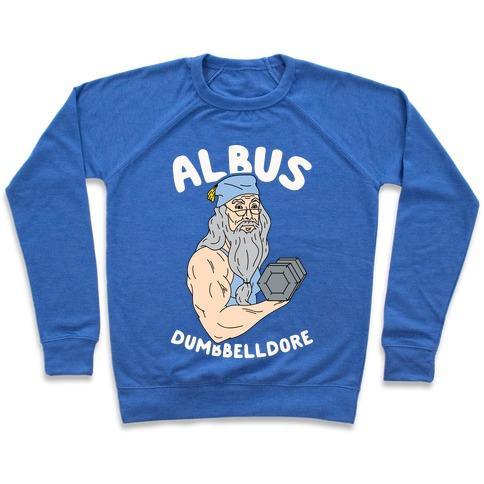 Virgin Teez  Pullover Crewneck Sweatshirt / x-small / Heathered Blue ALBUS DUMBBELLDORE CREWNECK SWEATSHIRT