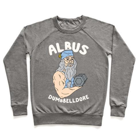 Virgin Teez  Pullover Crewneck Sweatshirt / x-small / Heathered Gray ALBUS DUMBBELLDORE CREWNECK SWEATSHIRT