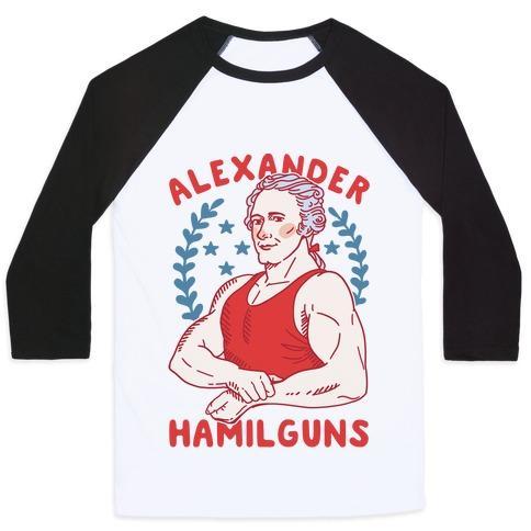 Virgin Teez  Baseball Tee Unisex Classic Baseball Tee / x-small / White/Black ALEXANDER HAMILGUNS UNISEX CLASSIC BASEBALL TEE