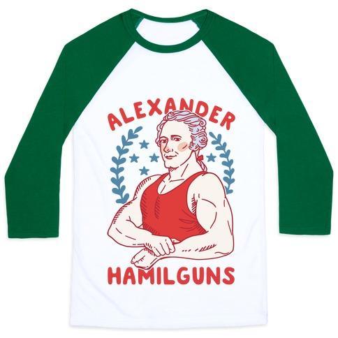 Virgin Teez  Baseball Tee Unisex Classic Baseball Tee / x-small / White/Dark Green ALEXANDER HAMILGUNS UNISEX CLASSIC BASEBALL TEE