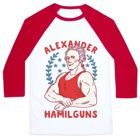 Virgin Teez  Baseball Tee Unisex Classic Baseball Tee / x-small / White/Red ALEXANDER HAMILGUNS UNISEX CLASSIC BASEBALL TEE