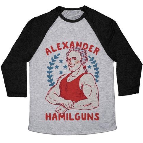 Virgin Teez  Baseball Tee Unisex Tri-Blend Baseball Tee / small / Athletic Gray / Black ALEXANDER HAMILGUNS UNISEX TRI-BLEND BASEBALL TEE