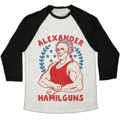 Virgin Teez  Baseball Tee Unisex Tri-Blend Baseball Tee / small / Oatmeal / Black ALEXANDER HAMILGUNS UNISEX TRI-BLEND BASEBALL TEE