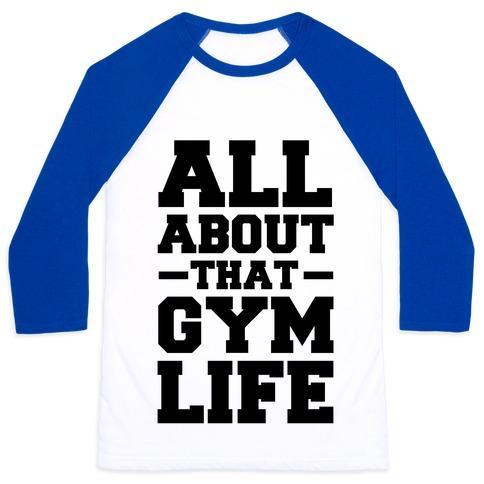 Virgin Teez  Baseball Tee Unisex Classic Baseball Tee / x-small / White/Blue ALL ABOUT THAT GYM LIFE (CMYK) UNISEX CLASSIC BASEBALL TEE