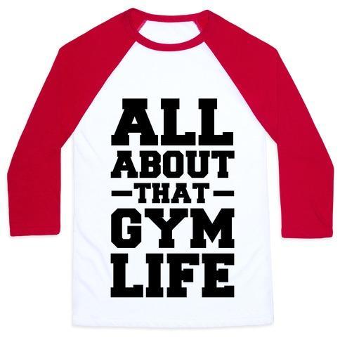 Virgin Teez  Baseball Tee Unisex Classic Baseball Tee / x-small / White/Red ALL ABOUT THAT GYM LIFE (CMYK) UNISEX CLASSIC BASEBALL TEE