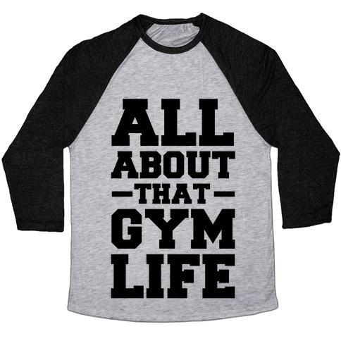 Virgin Teez  Baseball Tee Unisex Tri-Blend Baseball Tee / small / Athletic Gray / Black ALL ABOUT THAT GYM LIFE (CMYK) UNISEX TRI-BLEND BASEBALL TEE