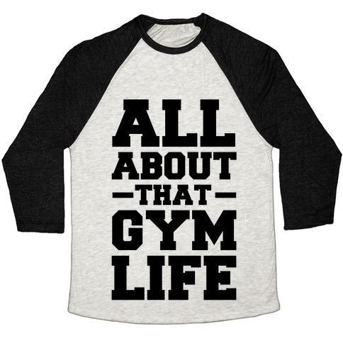 Virgin Teez  Baseball Tee Unisex Tri-Blend Baseball Tee / small / Oatmeal / Black ALL ABOUT THAT GYM LIFE (CMYK) UNISEX TRI-BLEND BASEBALL TEE