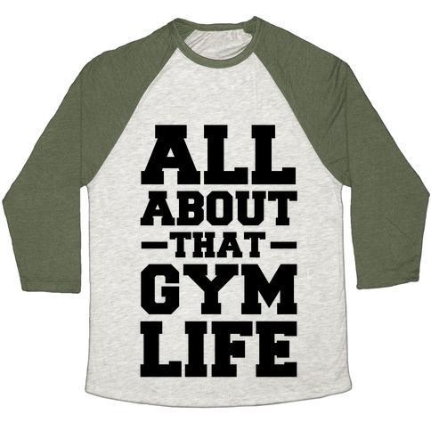 Virgin Teez  Baseball Tee Unisex Tri-Blend Baseball Tee / small / Oatmeal / Moss ALL ABOUT THAT GYM LIFE (CMYK) UNISEX TRI-BLEND BASEBALL TEE