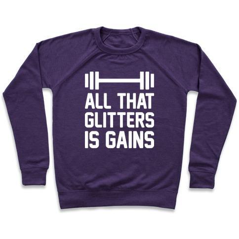 Virgin Teez  Pullover Crewneck Sweatshirt / x-small / Purple ALL THAT GLITTERS IS GAINS CREWNECK SWEATSHIRT