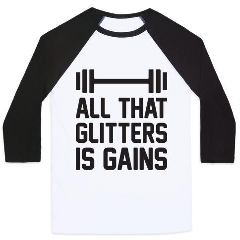Virgin Teez  Baseball Tee Unisex Classic Baseball Tee / x-small / White/Black ALL THAT GLITTERS IS GAINS UNISEX CLASSIC BASEBALL TEE